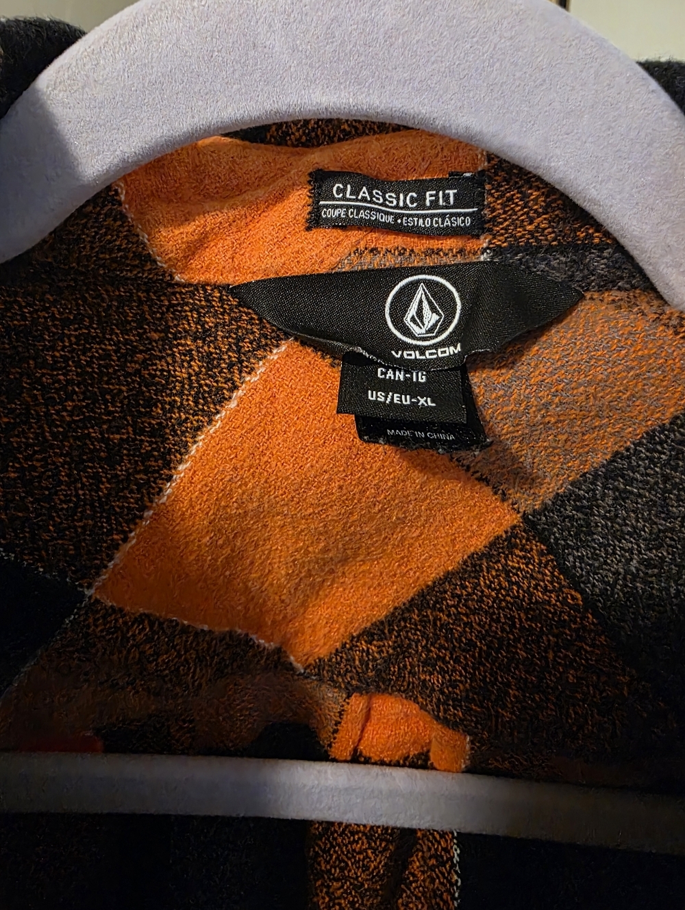Volcom Orange and Black Plaid Classic Fit Long Sleeve Button Up - Picture 2 of 11